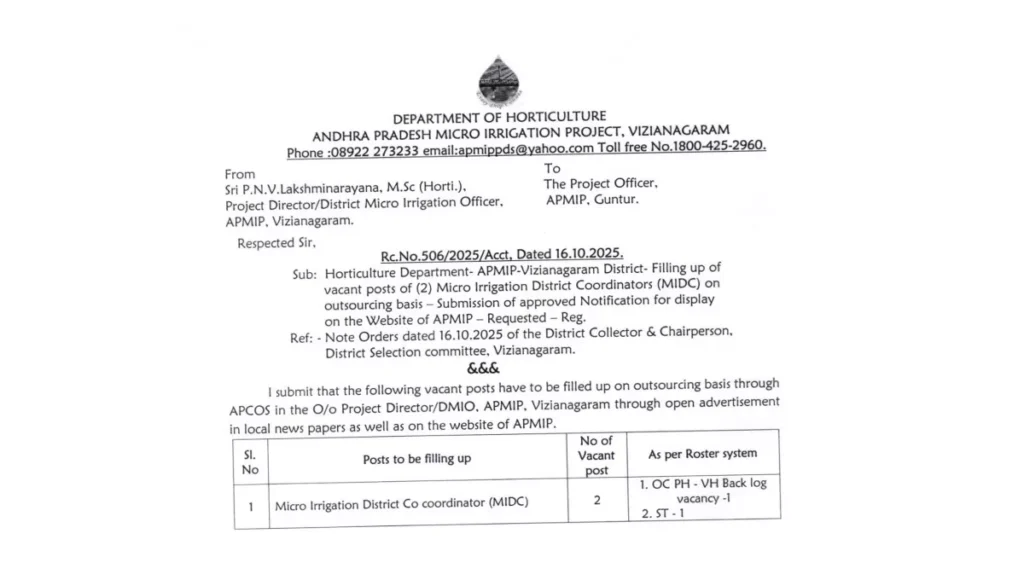 AP Micro Irrigation Recruitment 2025