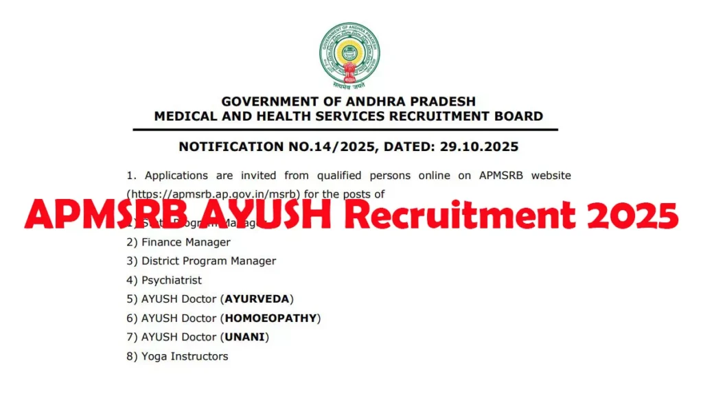 APMSRB AYUSH Recruitment 2025