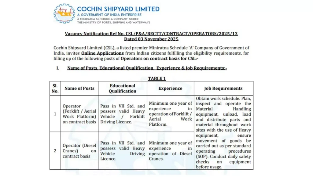 CSL Operator Recruitment 2025
