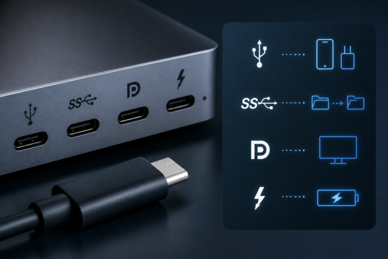 USB C port icons meaning - Featured image for article